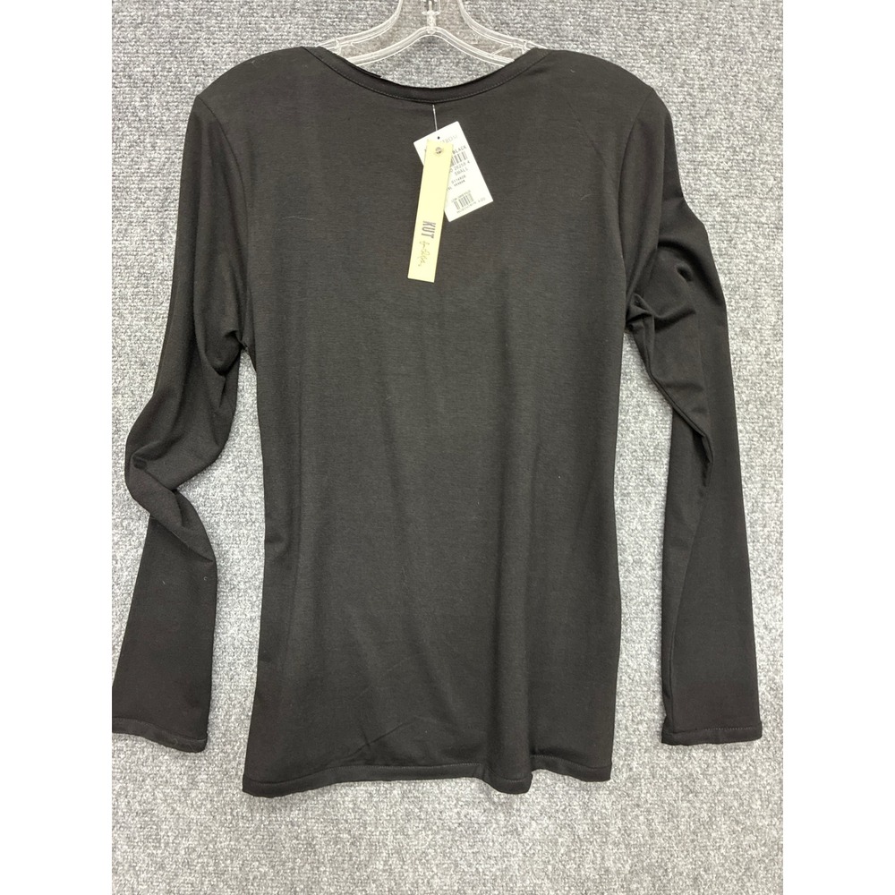 KUT from the Kloth Womens Black Sequin Front Long Sleeve Scoop Small NWT Top - Picture 5 of 6